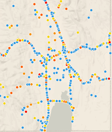 Map of Accident Incidents for Bear Lake County